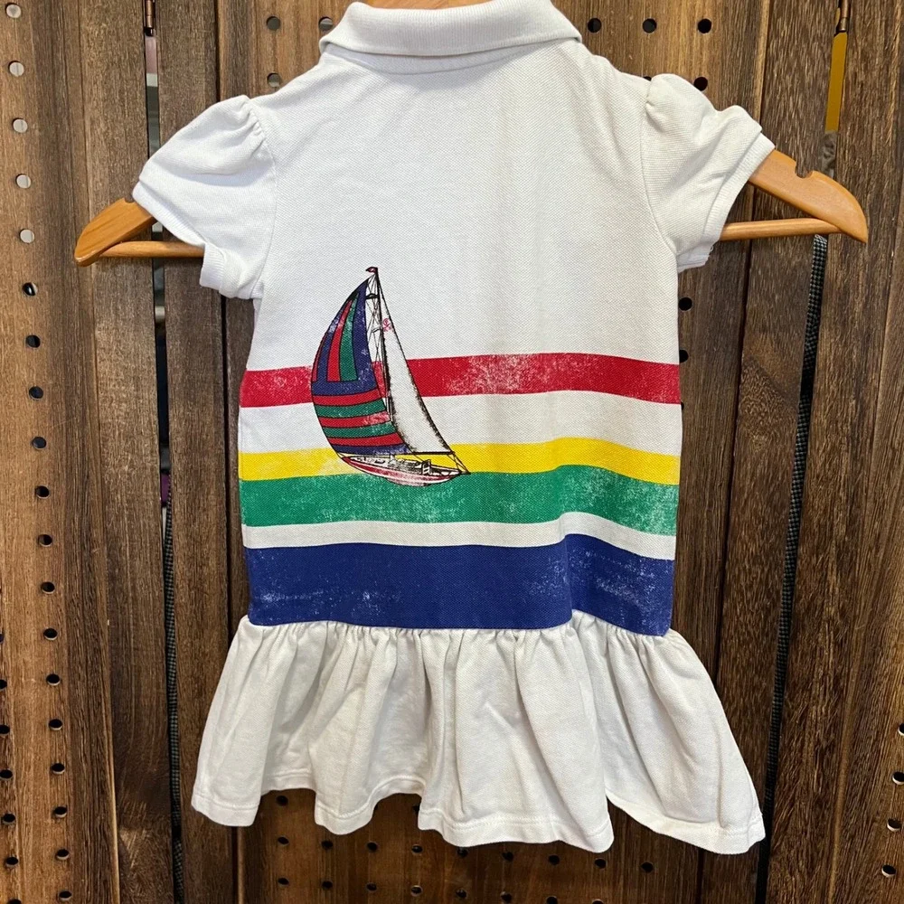 Ralph Lauren Baby Sailboat Tennis Dress 18 Months White Primary Color Stripes